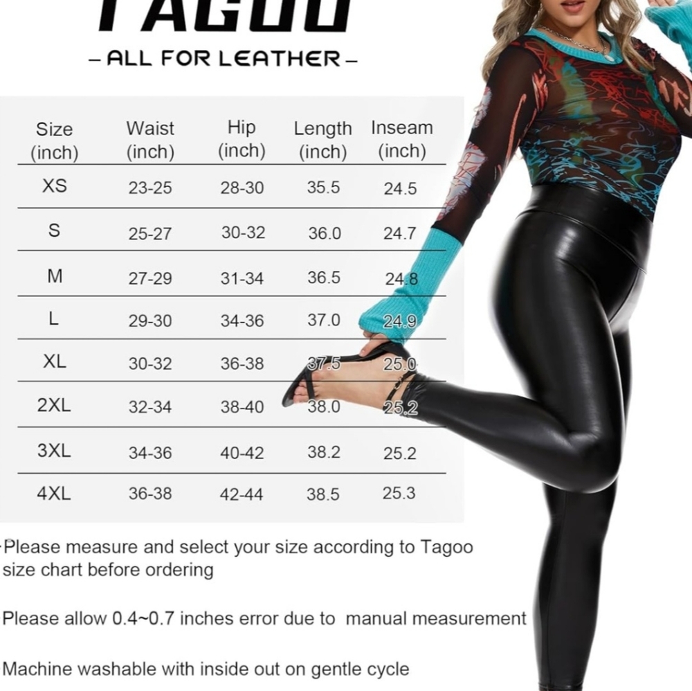 TAGOO feaux leather black pants BNWT - Picture 7 of 13